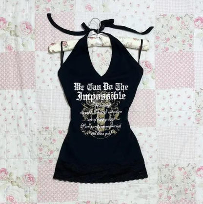 qgtao y2k 2024 Harajuku Aesthetic Coconut Tree Print Vest New Casual Summer Sling Top