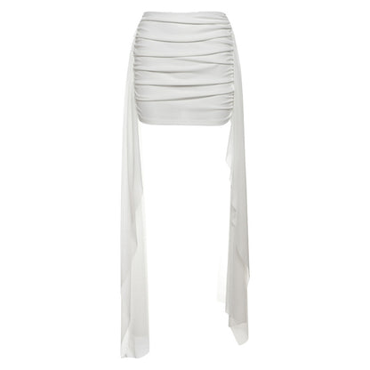 2025 style popular winter new women's clothing one-word collar chest wrap small vest sleeve set hip wrap skirt