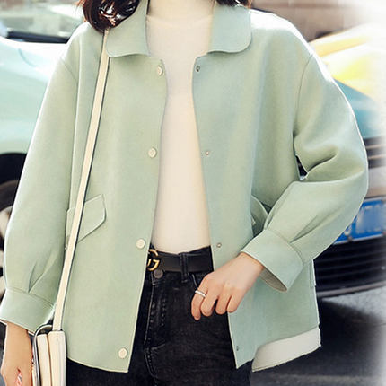 Small suede short coat women's 2025 spring clothes new fashion small fragrance double-sided Ni Korean version loose coat