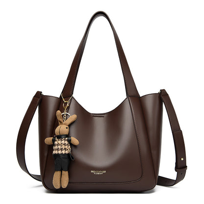 2025 Shoulder bag women's new high-end soft leather bag simple retro women's messenger bag large-capacity commuter tote bag