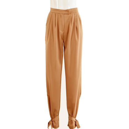 2025  New women's clothing  spring and summer new sexy Spice Girls solid color trousers high waist straps small feet trousers