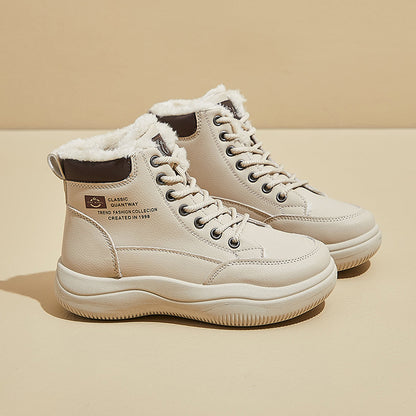 ins tide velvet Martin boots women's popular winter new leisure thick-soled heightening student thermal locomotive boots Q838