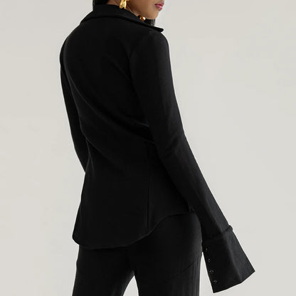 2025  New new single-breasted lapel top  autumn hot-selling fashion casual color matching women's shirt