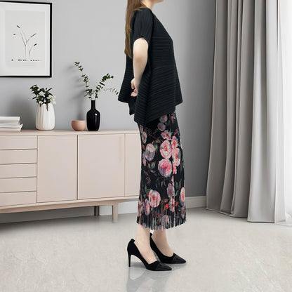 recommends fashion suit women's clothing summer fashion temperament commuting black printing versatile two-piece set