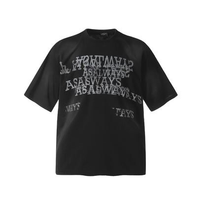 2025 F6622 2025n Street Vintage 2025 Summer Dirty Spray Letter Design Premium Men's Loose Short Sleeve T-Shirt