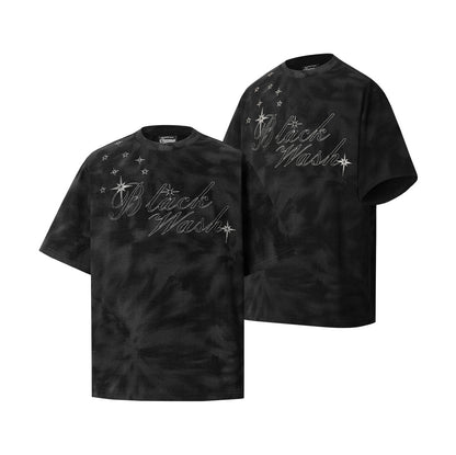 2025 8598 2025n Street 2025 Summer Letter Embroidery Design Men's Tie-Dyeing Premium Sense Neutral Short Sleeve T-Shirt