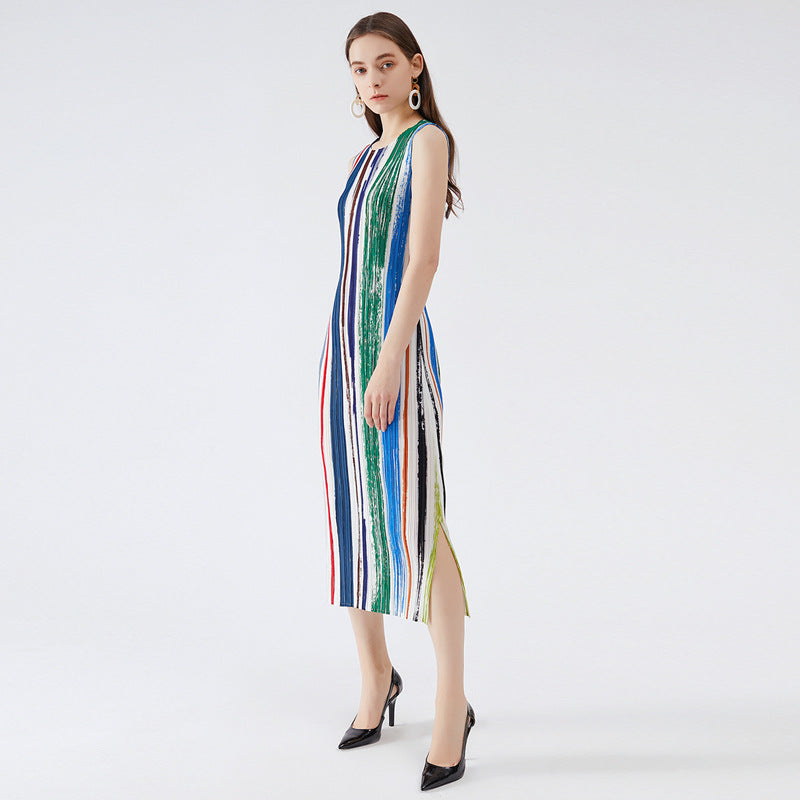 Miyake spring new models fashionable temperament slim dress thin waist slouching medium and long skirt children