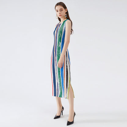 Miyake spring new models fashionable temperament slim dress thin waist slouching medium and long skirt children