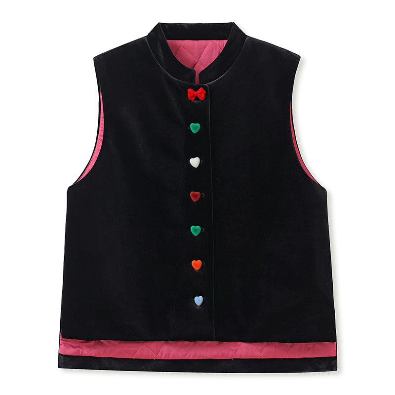 Autumn and winter new Chinese high-end design vest  new national style versatile contrasting color love vest women MY094