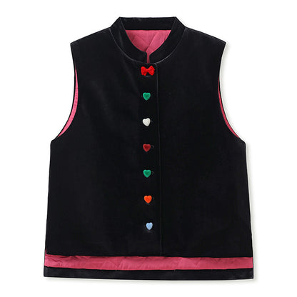 Autumn and winter new Chinese high-end design vest  new national style versatile contrasting color love vest women MY094