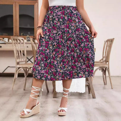 qgtao outfit inspo fall 2024 Spring and Summer Women's Clothing New Fashion Printed Floral High Waist plus Size Dress Women