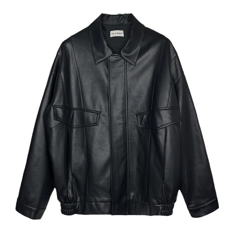 qgtao 2000s fashion Black PU Leather Coat for Women Spring and Autumn 2024 New Korean Hong Kong Style Chic Retro Fried Street High-Grade