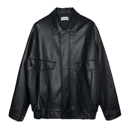 qgtao 2000s fashion Black PU Leather Coat for Women Spring and Autumn 2024 New Korean Hong Kong Style Chic Retro Fried Street High-Grade