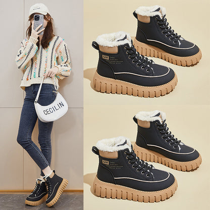 ins tide velvet Martin boots women's popular winter new casual shoes heightening student thermal locomotive boots KT2816