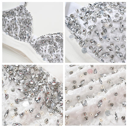Bead vest suspender women's summer pure desire short neck spice girl top high waist skirt suit women's L5011