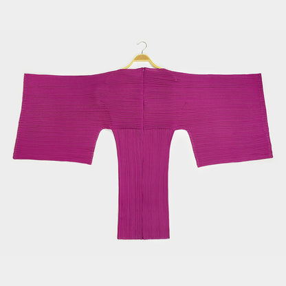 Solid color V-neck dress women's 2025 spring new Middle East loose temperament one-sleeved pleated medium and long skirt