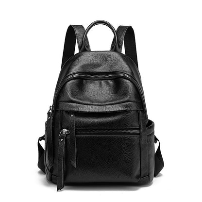 2025 new soft leather backpack fashionable large capacity outdoor backpack leisure women's bag reduced bag travel backpack
