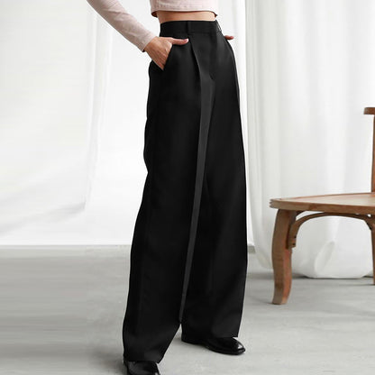 2025 autumn new  commuter casual pants trousers trousers women's clothing Popular trade high-waisted wide-leg trousers drape