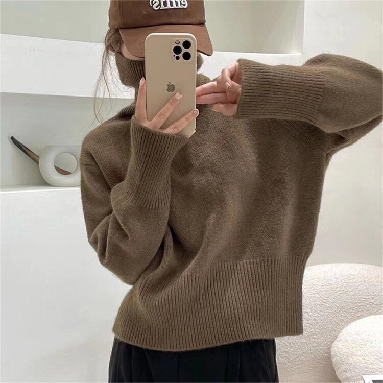 qgtao 2000s fashion 2024 Winter New Korean Style Lazy Style Elegant Knitwear Fashionable Western Style Turtleneck Women's Pullover Sweater