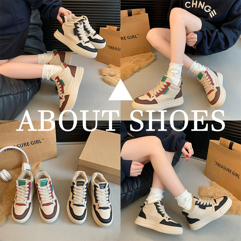 popular winter velvet little white shoes new Korean version ins female students thick baseplate shoes casual and warm XF1251-1