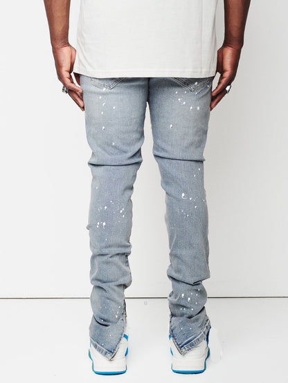 2025 Wish 2025 new men's slim-fitting ripped pants new men's paint jeans factory direct sales
