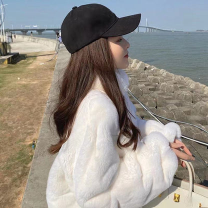 Plush jacket popular new women's autumn and winter versatile small Internet celebrity fragrant wind furry sweater jacket women