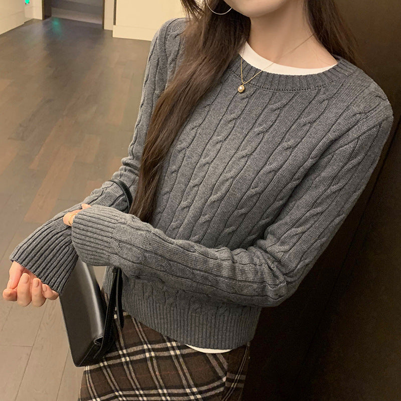 qgtao outfit ideas for school Twist Texture Shoulder Knitted Bottoming Shirt for Women Autumn and Winter 2024 New Korean College Style Inner Wear