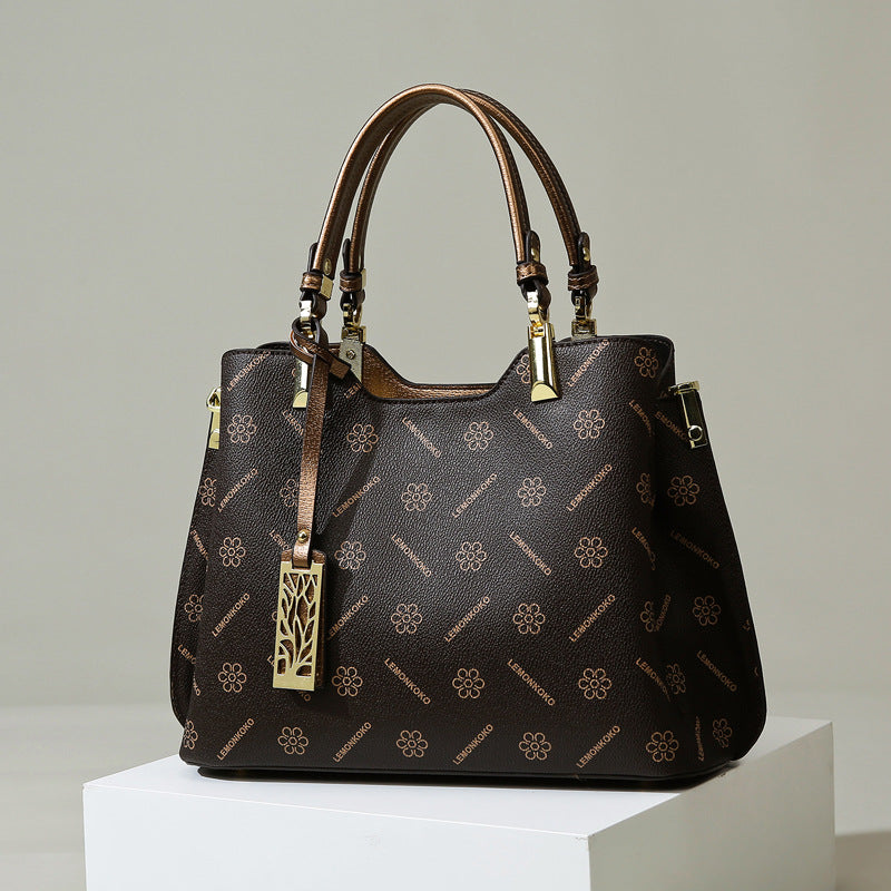 2025 Bag women's high-end handbag large-capacity textured tote bag retro middle-aged mother bag fashion temperament satchel