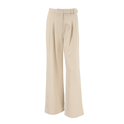 2025 Spring and Summer Russian Casual Khaki Versatile Loose High Waist Wide Pants Retro Fashion Commuter Pocket Suit Pants Women