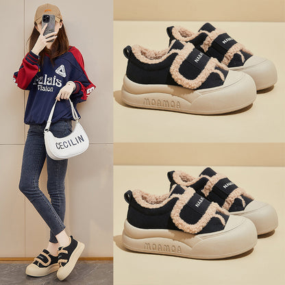 popular winter velvet little white shoes new Korean version ins female students thick-soled heightening sports board shoes casual NK860