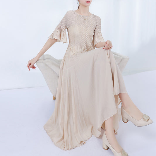 2025 Popular trade women's original single super pendulum dress women's high-end pleated skirt long skirt elegant temperament dress skirt