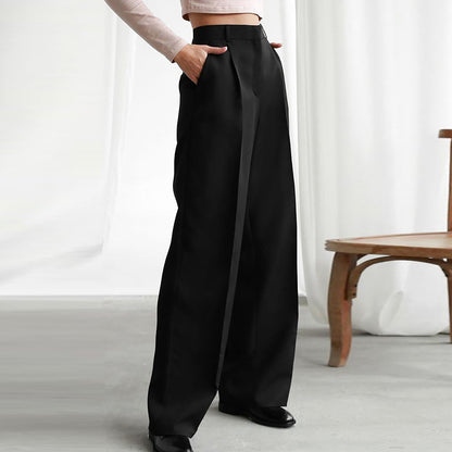 2025 autumn new  commuter casual pants trousers trousers women's clothing Popular trade high-waisted wide-leg trousers drape
