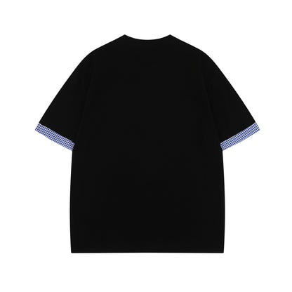 2025 1219 2025n Street 2025 Summer Men's and Women's Deconstruction Premium Splicing Loose Design Men's Short Sleeve T-Shirt