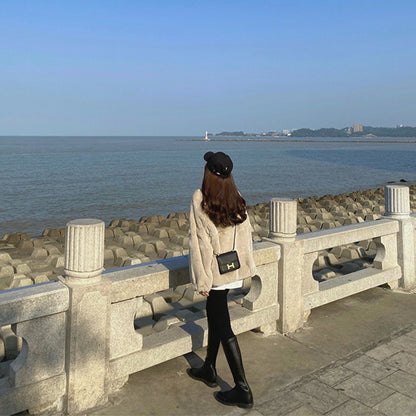 Plush jacket popular new women's autumn and winter versatile small Internet celebrity fragrant wind furry sweater jacket women