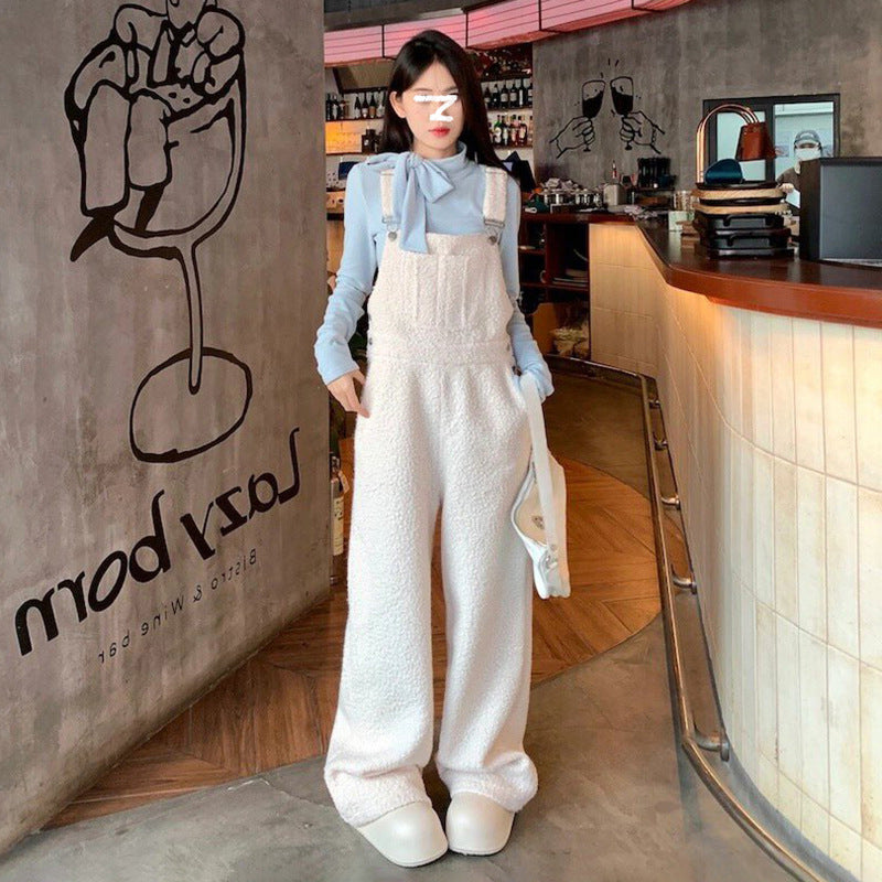 Early spring new fashion versatile casual bottoming shirt high waist loose wide leg drape commuter overalls M1547