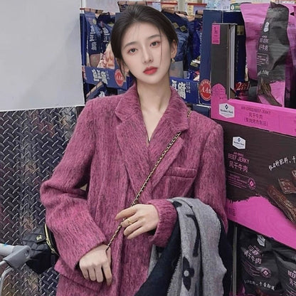 autumn and winter new  fashion high sense of high elegance temperament woolen coat medium and long coat KZ532