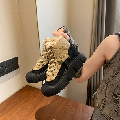 popular winter velvet little white shoes new Korean version ins female students thick-soled heightening sports board shoes casual HY618