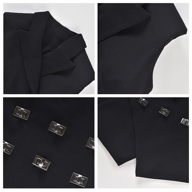 design sense niche metal buckle vest vest women's autumn clothing casual simple vest jacket short K7126