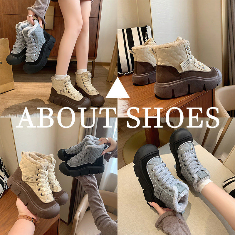 popular winter velvet little white shoes new Korean version ins female students thick-soled heightening sports board shoes casual HY618
