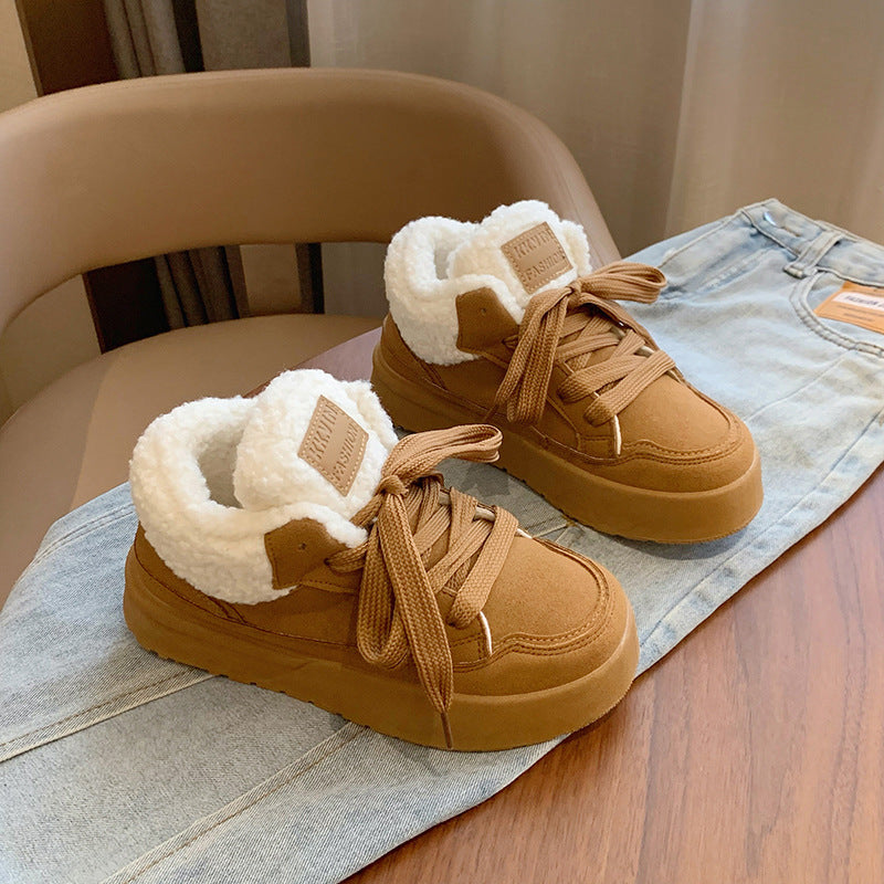 popular winter velvet little white shoes new Korean version ins female students thick-soled heightening sports board shoes casual G6661