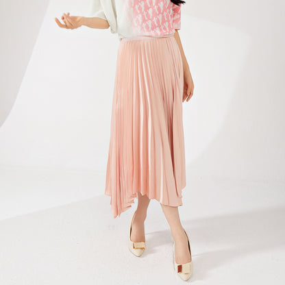 fashion pleated skirt women's high sense solid color loose pendulum irregular versatile skirt a word women's drape