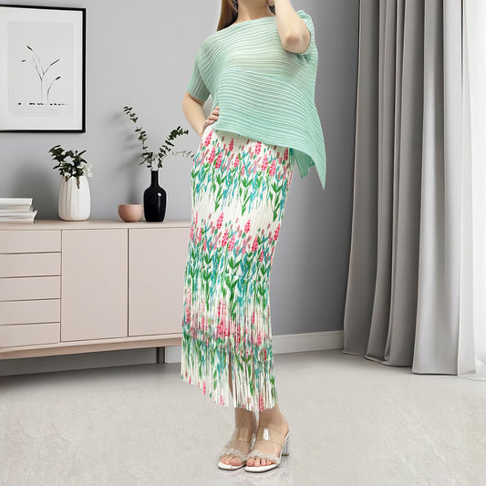 2025 new women's clothing summer suit high-end temperament short-sleeved T-shirt fringed hip skirt two-piece trendy