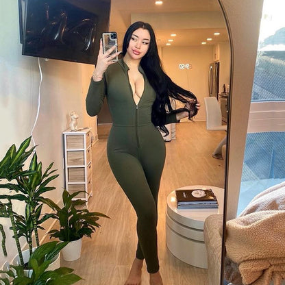 2025  ins fashionable and sexy tight Spice girl jumpsuit, autumn new hot-selling solid color leggings, various combinations