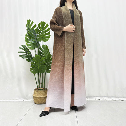 Hot trade hot trench coat light luxury high sense long fashion gradual change lapel Muslim robe temperament jacket