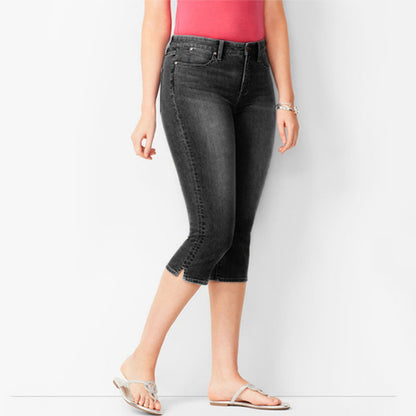 2025 Cross-border sales wish  2025 women's 7-point jeans slim and thin denim 7-point pants women's pants