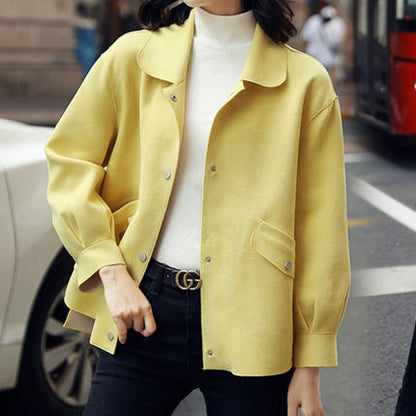 Small suede short coat women's 2025 spring clothes new fashion small fragrance double-sided Ni Korean version loose coat