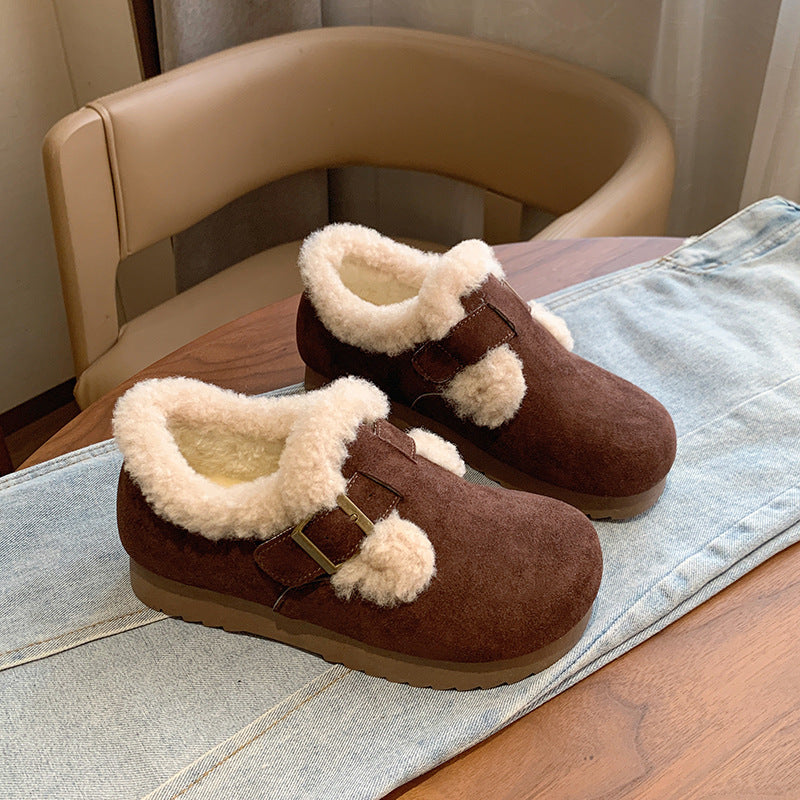 popular winter new Birkenstocks velvet ins Korean version of female students board shoes sports warm casual shoes BRU091