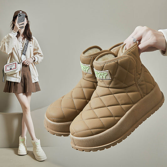 Fleece high-top snow boots women's popular winter new student ins Korean version of thermal casual shoes cotton shoes MX7807