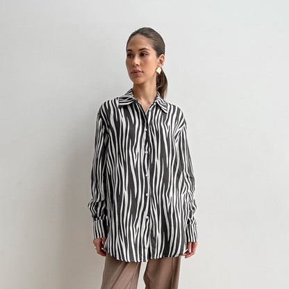 2025 Spring and summer lazy wind  printing fashion new New niche casual women's shirt loose casual top women