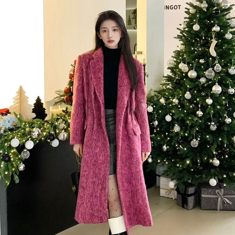 autumn and winter new  fashion high sense of high elegance temperament woolen coat medium and long coat KZ532